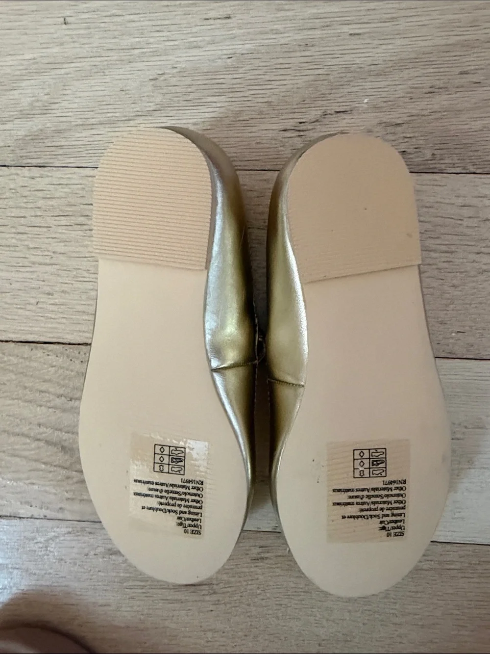 Janie and Jack Metallic Gold Mary Jane Flats with Bow Strap